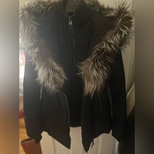 ADALI Down coat with silver fox fur Signature Mackage Collar - Good Condition